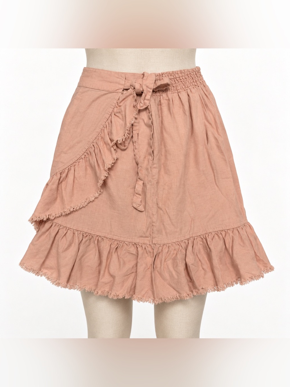 Cato XS Dusty Pink Linen Blend Ruffle Skirt Asymmetrical Boho